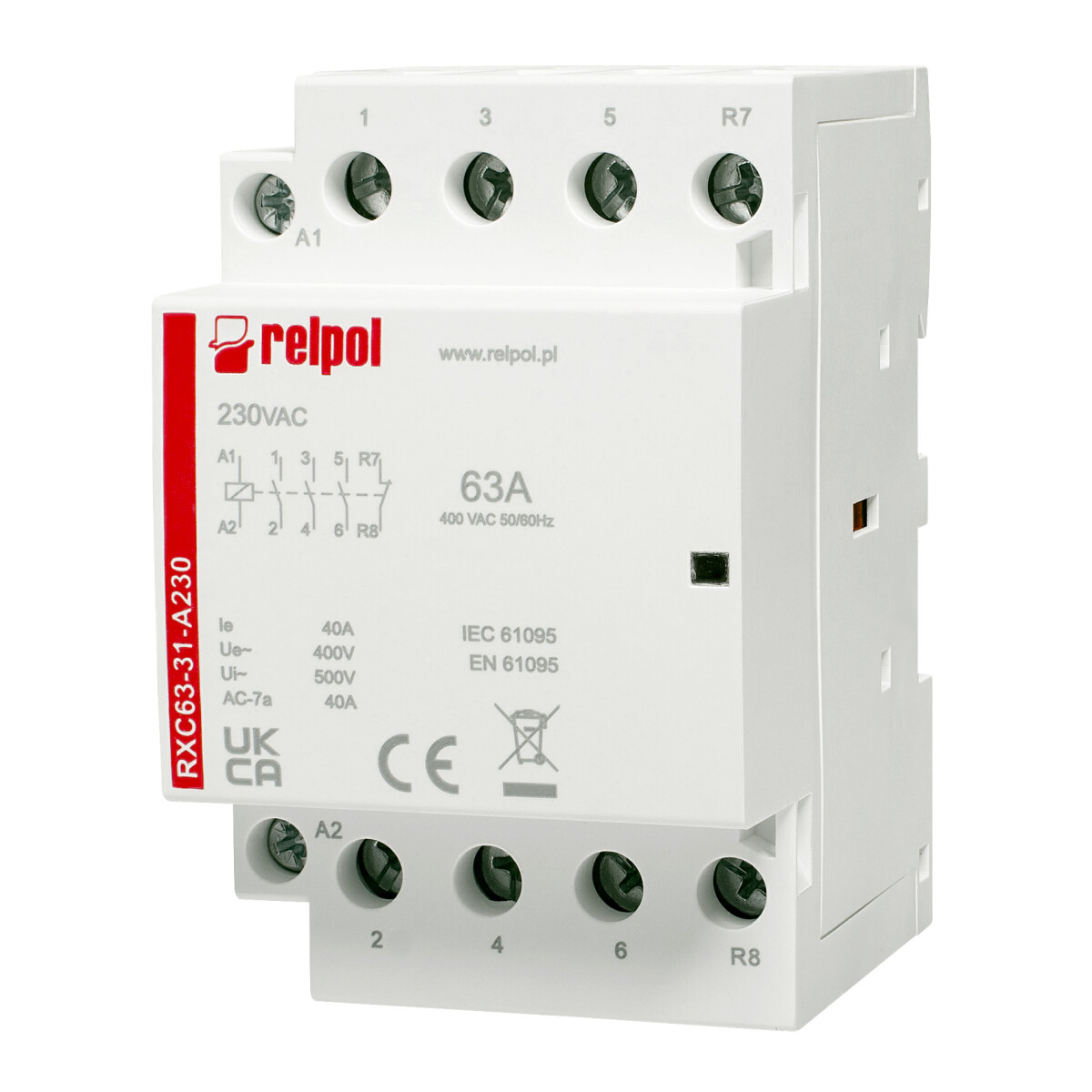 RELPOL RXC63-31-A230 Installationsschütz 230V AC 63A 3 Schliesser + 1 Öffner | elotronics