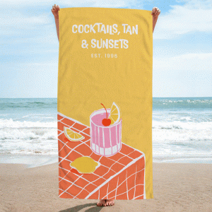 Personalisierbares Retro-Handtuch mit Getränken, Geburtstagsgeschenk, Geschenk Frauen, Geschenk Freundin, Geschenk Schwester, Geschenk Mama,