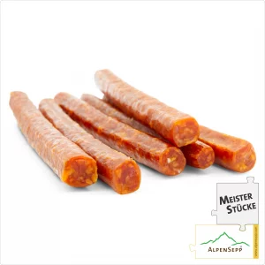 SALAMI STICKS PIKANT | Mini Salami Wurst aus Schweinefleisch | PREMIUM Wurstsorte | 6 Stück | Alpen Sepp – Alpengenuss