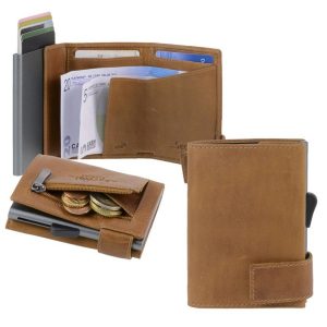 Karten Portemonnaie Leder 7x9cm mit Münzfach “SW1” cognacbraun Secwal | Ordnung und mehr