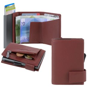 Karten Portemonnaie Leder 7x9cm mit Münzfach “SW1” rot Secwal | Ordnung und mehr