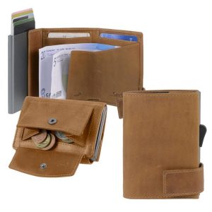 Karten Portemonnaie Leder 7x9cm mit Münzfach “SW2” cognacbaun Secwal | Ordnung und mehr