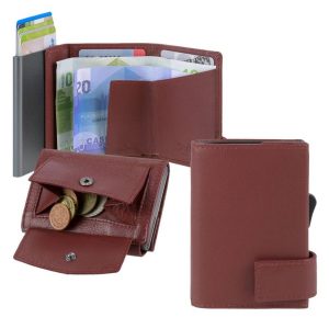 Karten Portemonnaie Leder 7x9cm mit Münzfach “SW2” rot Secwal | Ordnung und mehr