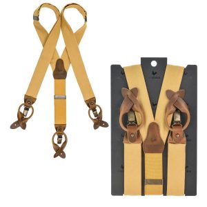 Sir Redman Hosenträger Herren Vintage Style für Männer 35mm breit “WORK”, mit Schlaufen zum Knöpfen und Clips, für Jeans, ocker gelb | Ordnung und