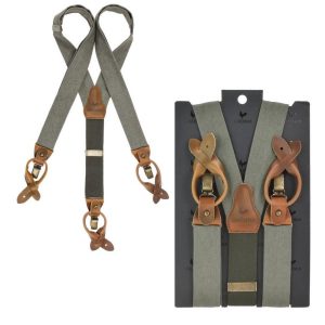Sir Redman Hosenträger Herren Vintage Style für Männer 35mm breit “WORK”, mit Schlaufen zum Knöpfen und Clips, für Jeans, grün | Ordnung und mehr