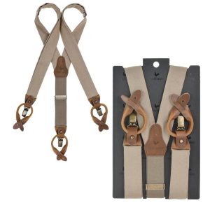 Sir Redman Hosenträger Herren Vintage Style für Männer 35mm breit “WORK”, mit Schlaufen zum Knöpfen und Clips, für Jeans, taupe | Ordnung und mehr