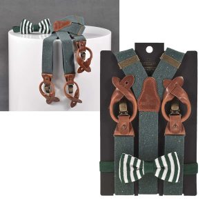 Sir Redman Hosenträger und Fliege Set Herren 35mm “Recycled”, Y-Form, für Jeans, mit Schlaufen zum Knöpfen und Clips, grün | Ordnung und mehr