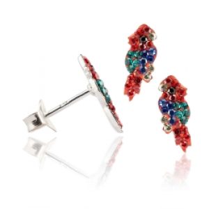 Ohrstecker 925 Sterling Silber Papageien mit Zirkonia | Mein-Ohrstecker