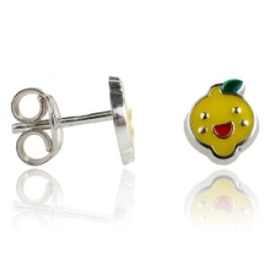 Kinderohrstecker 925 Sterling Silber mit Zitrone | Mein-Ohrstecker