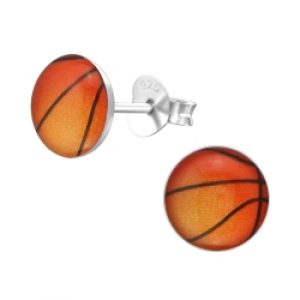 Ohrstecker 925 Sterling Silber mit Basketball | Mein-Ohrstecker