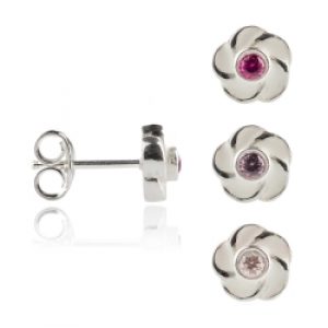 Sterlingsilber Ohrstecker Blume mit Zirkonia in verschiedenen Farben | Mein-Ohrstecker