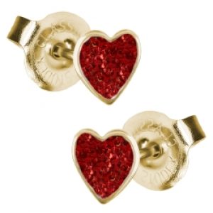 Chirurgenstahl Ohrstecker vergoldet Glitterline mit Herz in rot Studex Sensitive | Mein-Ohrstecker