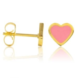 Chirurgenstahl Ohrstecker vergoldet mit Emaille Herz in pink Studex Sensitive | Mein-Ohrstecker