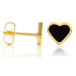 Chirurgenstahl Ohrstecker vergoldet mit Emaille Herz in schwarz Studex Sensitive | Mein-Ohrstecker