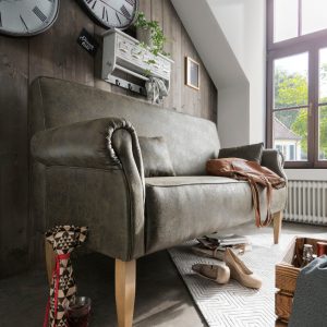 Tischsofa im Landhausstil – Modell TAVOLA in Stoff Hatuzi grün | massive-naturmoebel