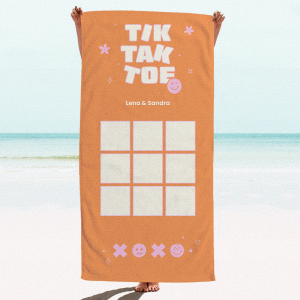 Personalisierbares Tik Tak Toe Handtuch, Geburtstagsgeschenk, Geschenk Frauen, Geschenk Freundin, Geschenk Schwester, Witzige Geschenke, Romantische