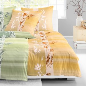Bettwäsche Irisette Biber Dublin 8492-50 Apricot Gelb Blumen 135×200. | Bettenhaus-Breuer
