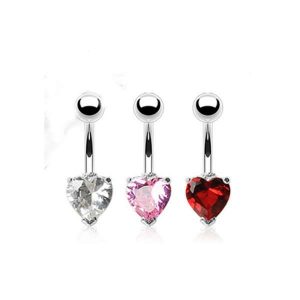 3er Set Bauchnabelpiercing mit Herz Zirkonia Kristall | cristal-jewelry