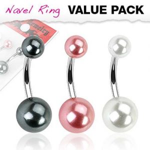 3er Set Bauchnabelpiercing mit Acryl Perlen | cristal-jewelry