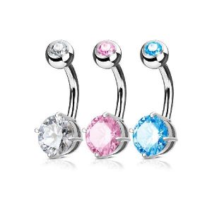 3er Set Bauchnabelpiercing Zirkonia Kristall Stein Chirurgenstahl | cristal-jewelry