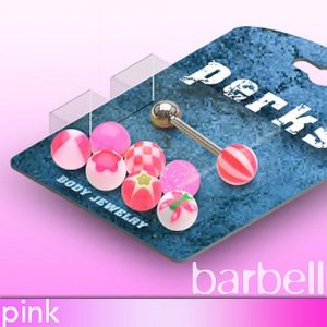 Piercing Set Zungenpiercing aus Chirurgenstahl mit bunten Acryl Kugeln | cristal-jewelry