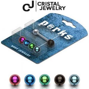 Barbell Zungenstecker Bonus Packung mit Titan(PVD) Ersatz-Kugeln. | cristal-jewelry
