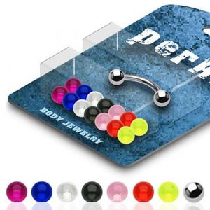 Augenbrauenpiercing Set aus Chirurgenstahl mit bunten UV/Acryl Kugeln | cristal-jewelry