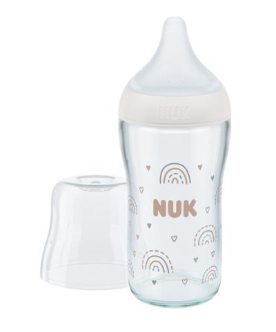 NUK Perfect Match Glas-Babyflasche mit weichem Silikon-Trinksauger 230ml | NUK