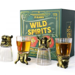 Wild Spirits Shotgläser 4er-Set, Geschenk Männer, Geschenk Freund, Geschenk Bruder, Romantische Geschenke, Hochzeitsgeschenk, Kleine Geschenke,