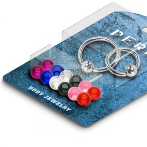 Ball Closure Klemmring Set Bonus Packung mit 12 bunten UV-Acryl Kugeln | cristal-jewelry