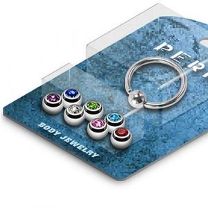 Piercing Klemmring BCR Set Ohrpiercing mit 7 Strass Ersatzkugeln 1,6mm | cristal-jewelry